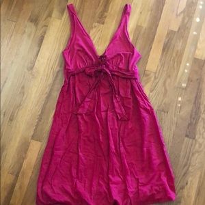 Velvet tie front cotton dress